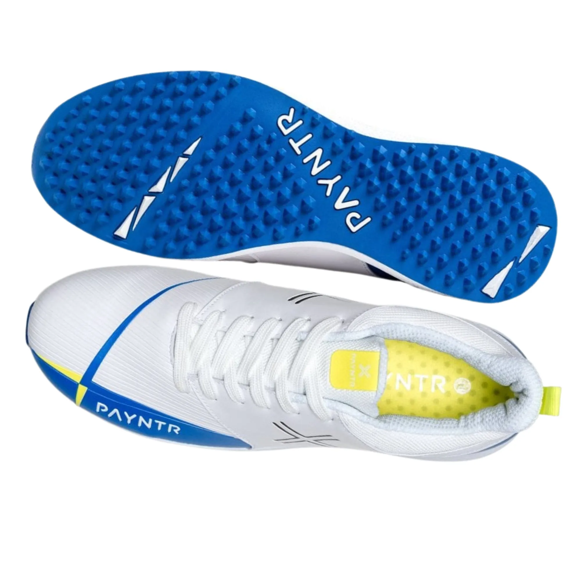 Payntr Cricket Shoes, V-Pimple All Rounder Cricket Shoes - White/Blue