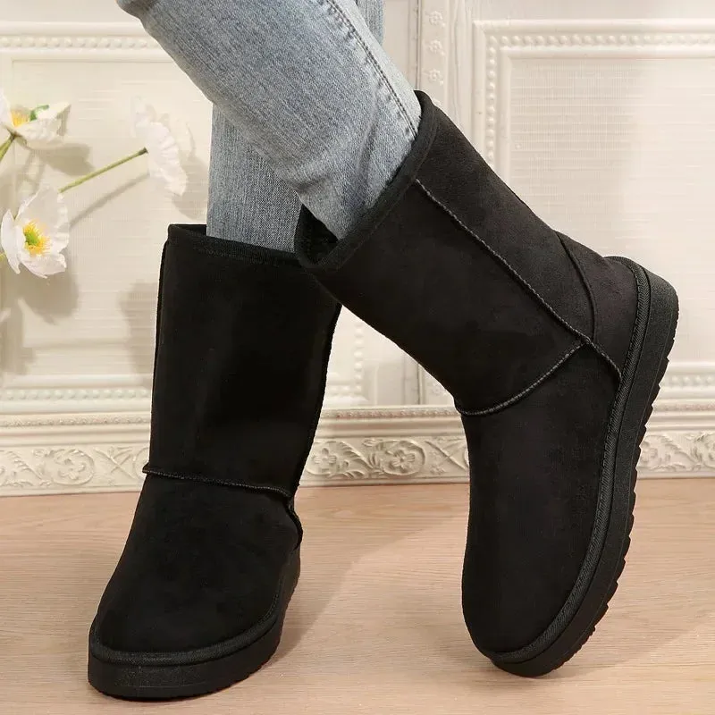 Plush and Thickening Winter Women's Boots 2024 Fashion Solid Colors Casual Snow Boots Large Size Platform Boot Botas De Mujer