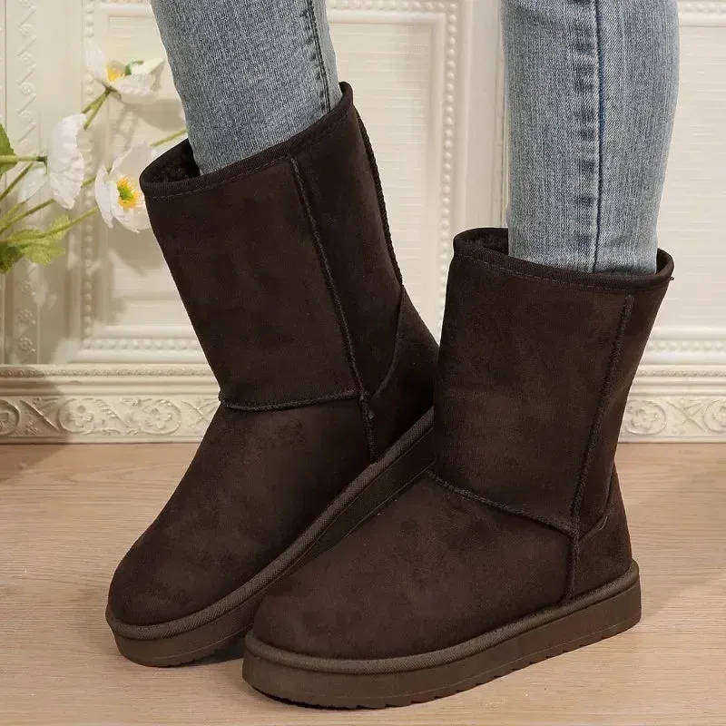 Plush and Thickening Winter Women's Boots 2024 Fashion Solid Colors Casual Snow Boots Large Size Platform Boot Botas De Mujer