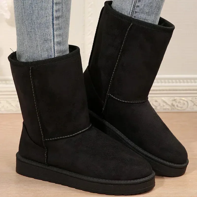 Plush and Thickening Winter Women's Boots 2024 Fashion Solid Colors Casual Snow Boots Large Size Platform Boot Botas De Mujer