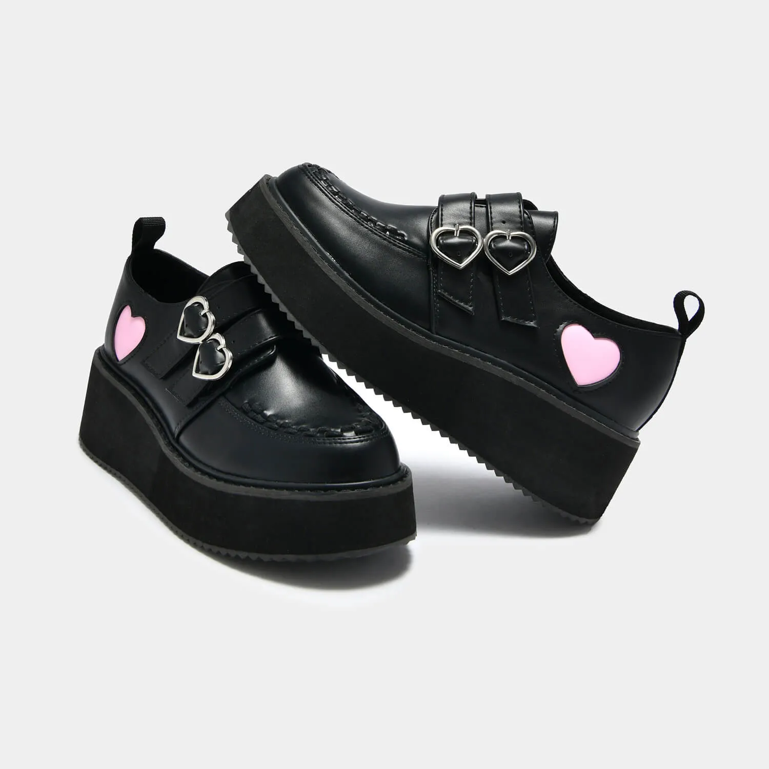 Pothos Pink Heart Wave Platform Shoes