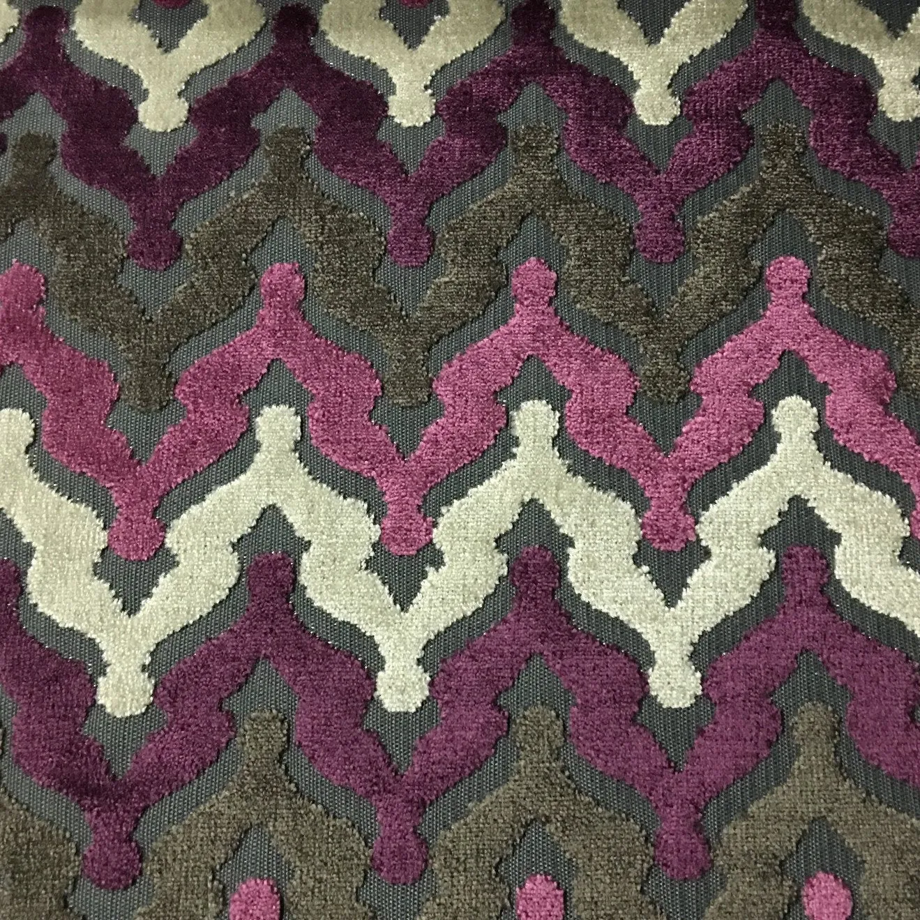 PRESLEY - CHEVRON PATTERN CUT VELVET UPHOLSTERY FABRIC BY THE YARD