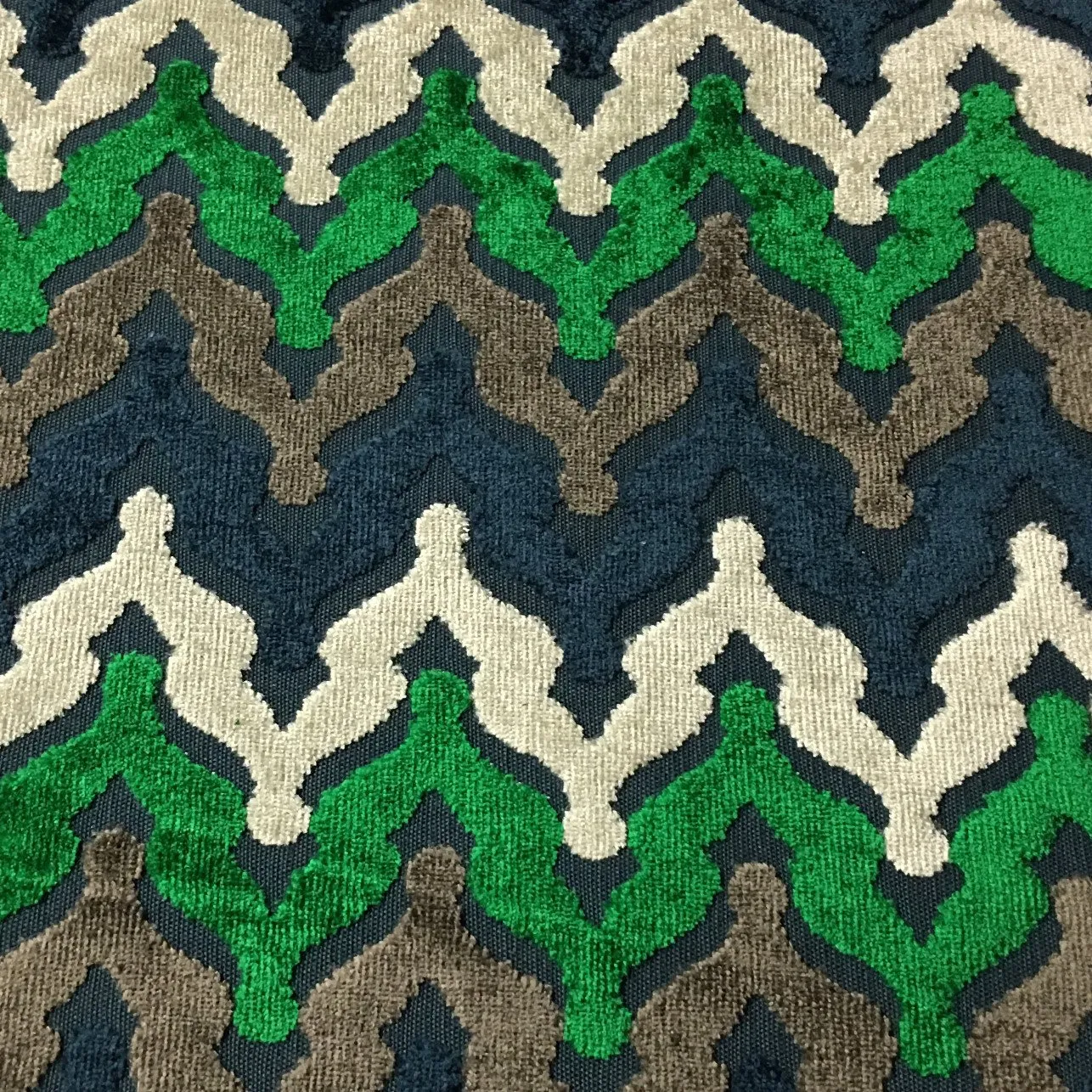 PRESLEY - CHEVRON PATTERN CUT VELVET UPHOLSTERY FABRIC BY THE YARD