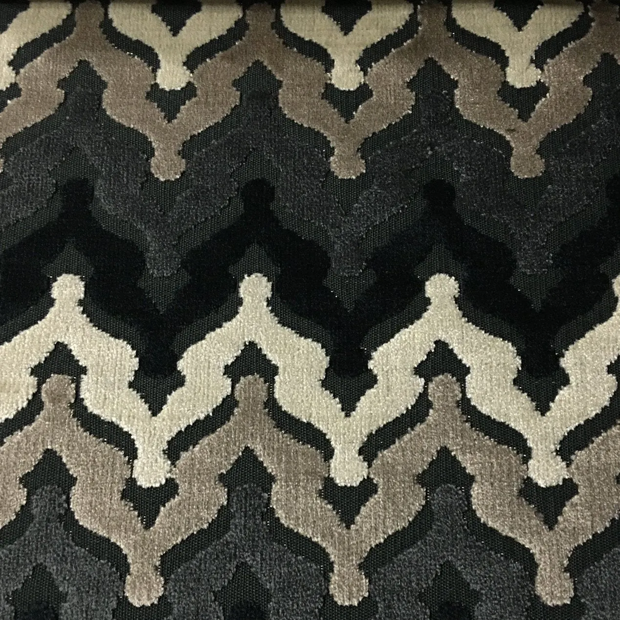 PRESLEY - CHEVRON PATTERN CUT VELVET UPHOLSTERY FABRIC BY THE YARD