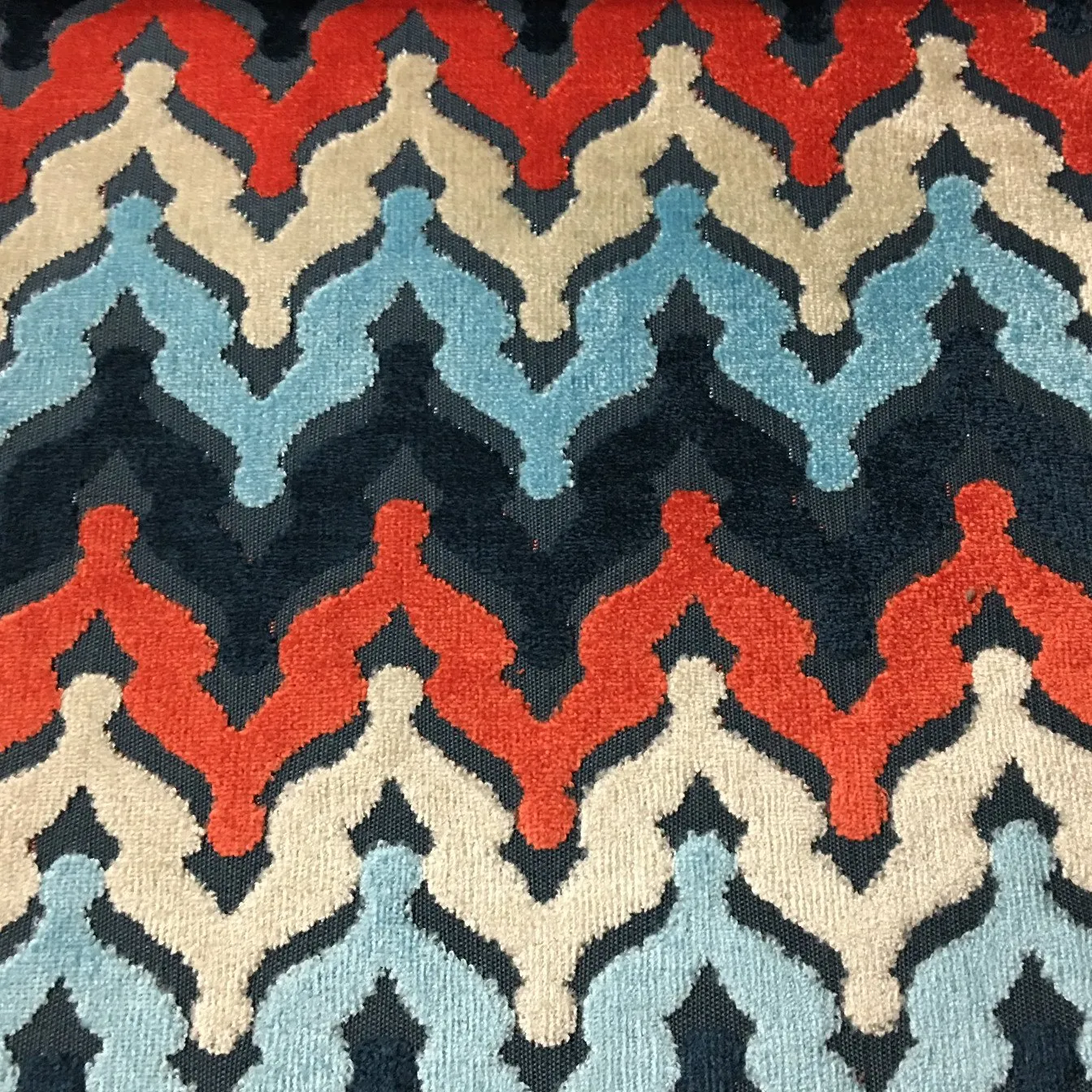 PRESLEY - CHEVRON PATTERN CUT VELVET UPHOLSTERY FABRIC BY THE YARD