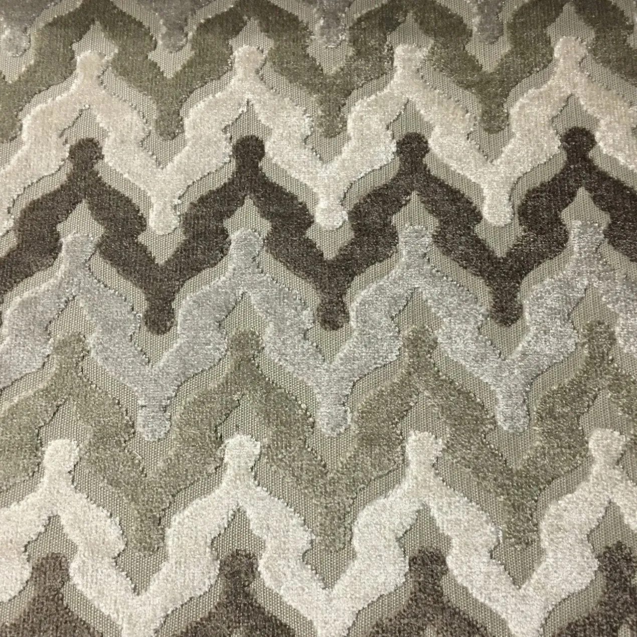 PRESLEY - CHEVRON PATTERN CUT VELVET UPHOLSTERY FABRIC BY THE YARD