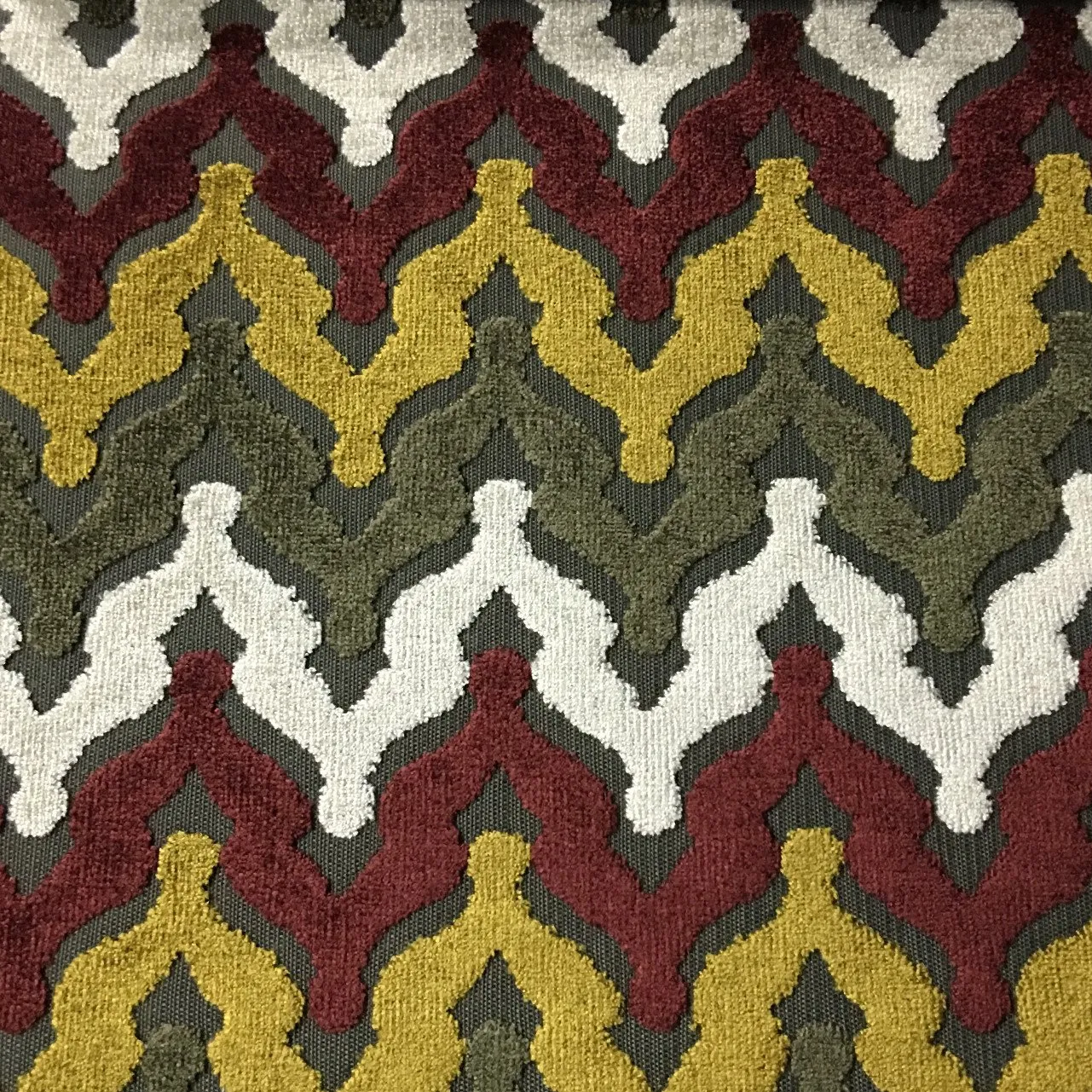 PRESLEY - CHEVRON PATTERN CUT VELVET UPHOLSTERY FABRIC BY THE YARD