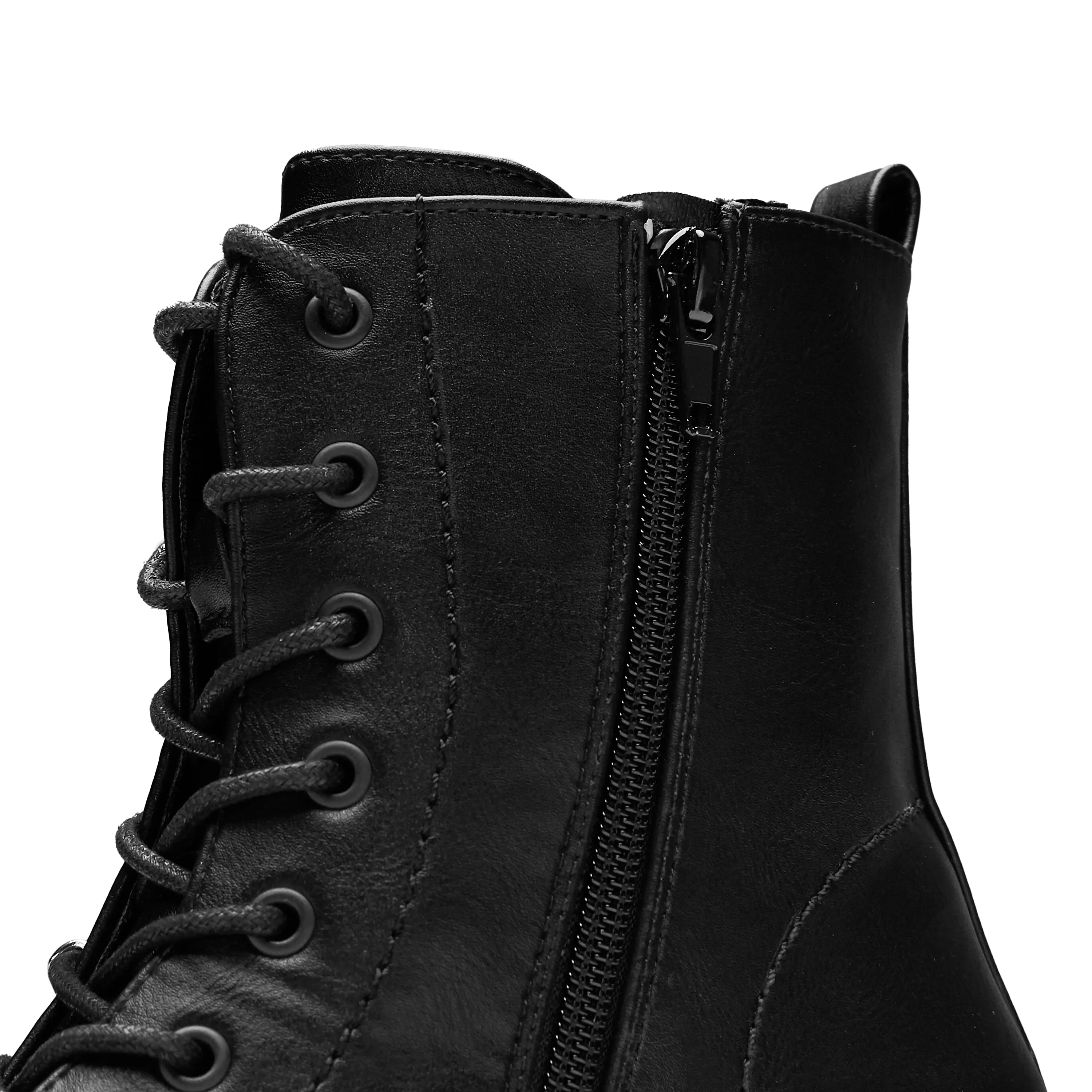 Salvius Safety Pin Military Lace Up Boots - Black