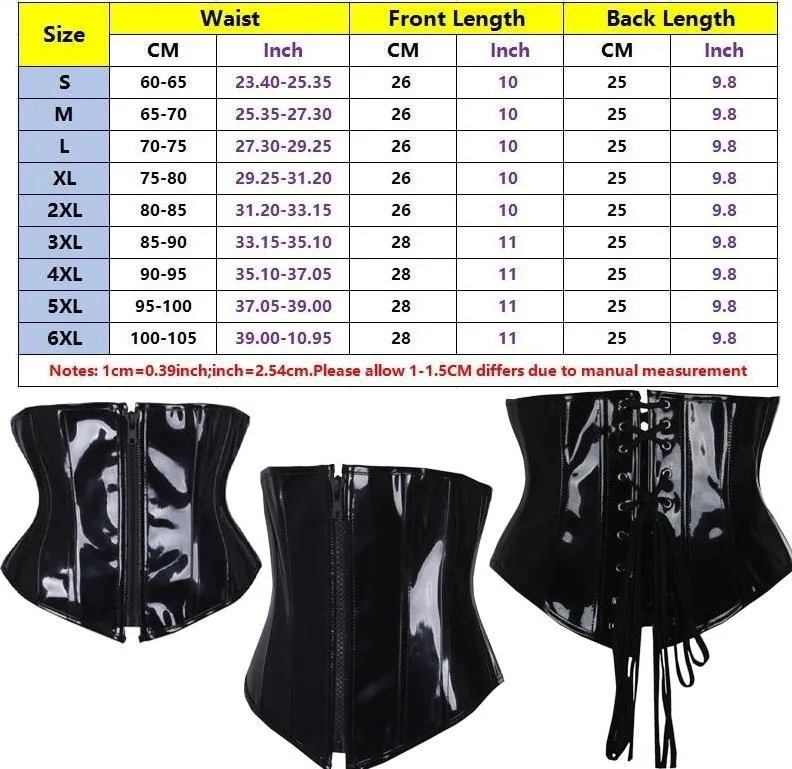 'Serpent' Black PU Goth Waist Corset