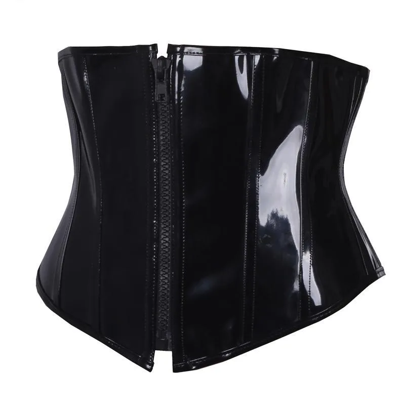 'Serpent' Black PU Goth Waist Corset