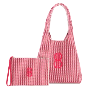 Sutton City Tote - Red Diamond Monogram / Detachable Metal Chain - Large