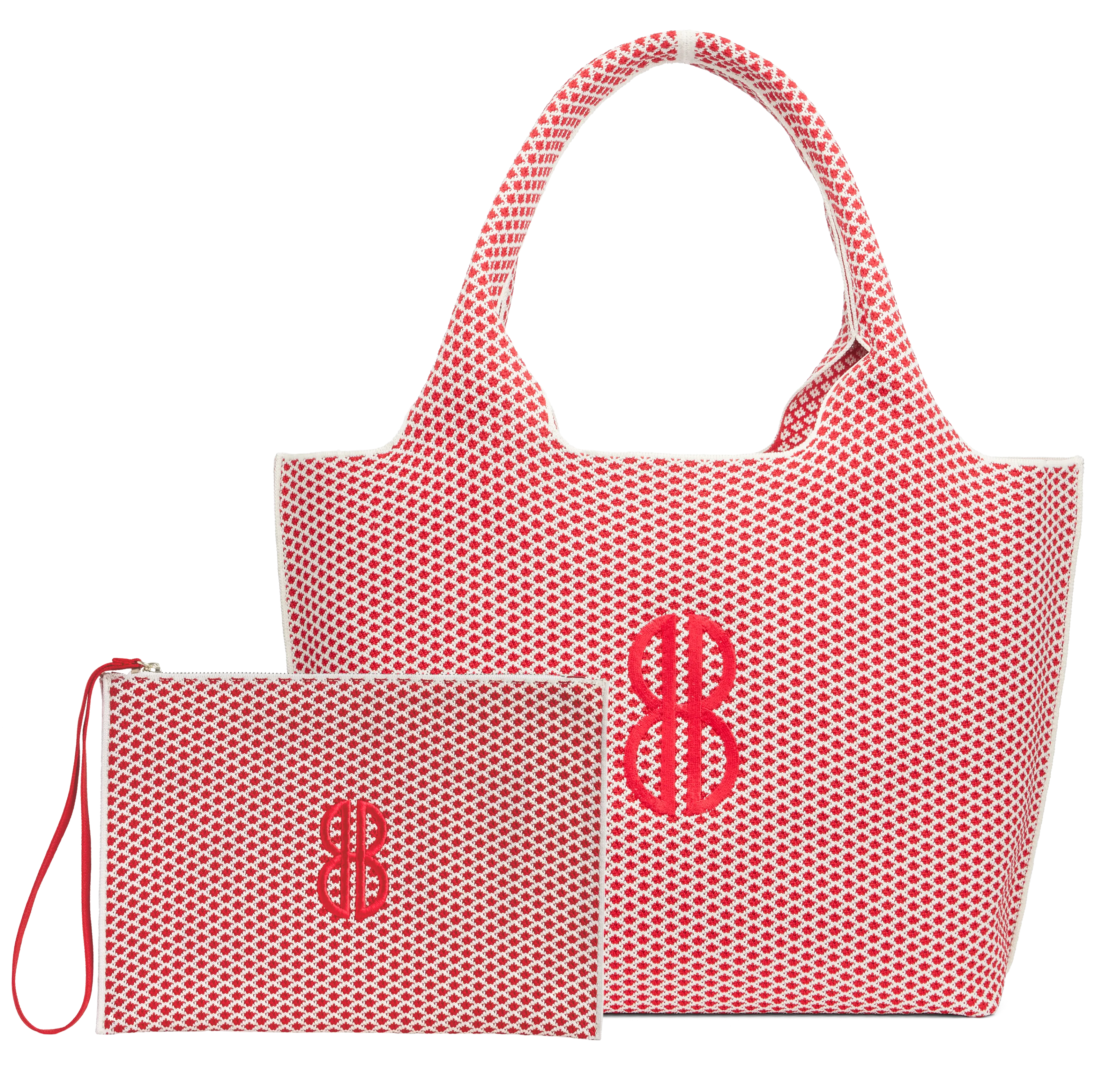 Sutton City Tote - Red Diamond Monogram / Detachable Metal Chain - Large