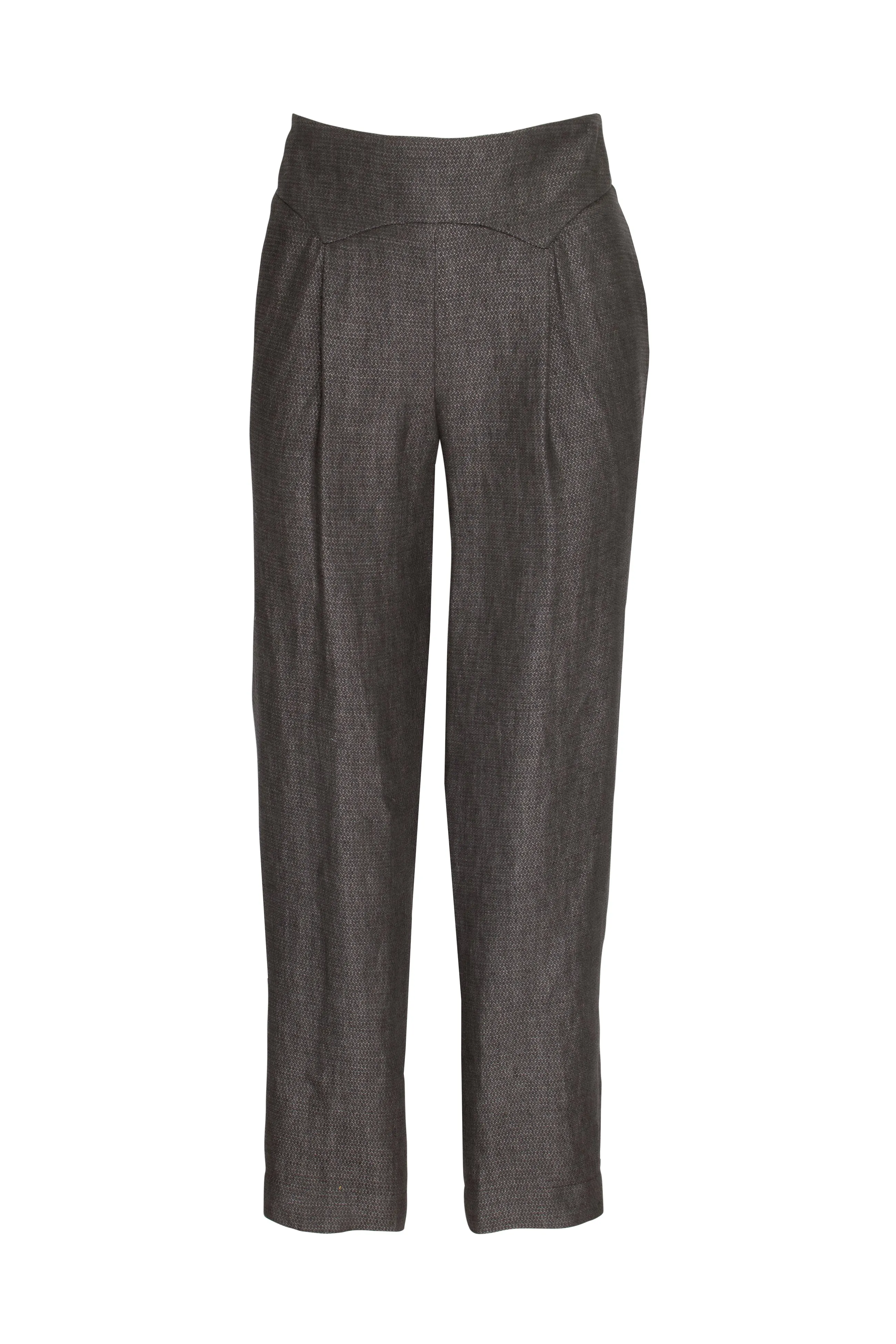 Yoke Pleat Pant - Charcoal Linen 9725